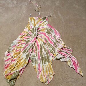 India Boutique Tie-Dye Handkerchief Dress | Free Size | Rayon | Boho Festival